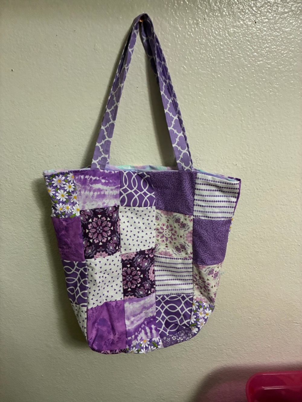 Handmade Purple Patchwork Quilted Tote Bag